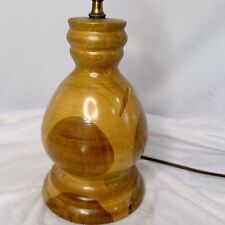 VINTAGE HANDMADE TURNED WOOD PARQUET INLAY TABLE LAMP BEAUTIFUL TREEN  picture