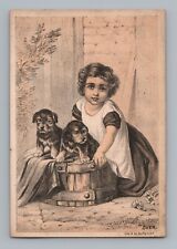 James Cough Pill Vegetable Buffalo NY Girl Puppy Victorian Trade Card Ad picture