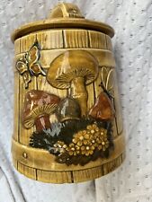 Vintage 1976 Gare Mushroom Butterfly Flowers Cannister Cookie Jar - picture
