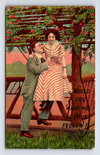 DB Postcard Romantic Couple Would You Want Me As Your Fellow Winsch Back picture
