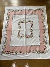Vintage tablecloth 1940-50's..beautiful bright Peachy Pink 43”x 52 1/2 EUC picture