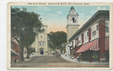 MA PLYMOUTH - FIRST CHURCH ENTRANCE TO BURIAL HILL 1921 postcard picture