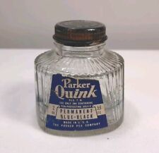 Vintage Parker Quink Fountain Pen Permanent Blue-Black Ink 2 oz. Bottle with Cap picture