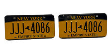 NEW YORK EMPIRE STATE  LICENSE PLATE PAIR - BLUE/GOLD - JJJ 4086 picture