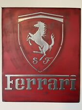 Ferrari Vintage Silver Metal Sign picture