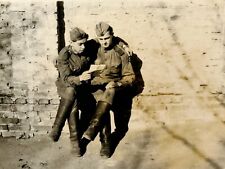 1960s Retro Snapshot Two Soviet Soldiers Reading letters from loved ones picture