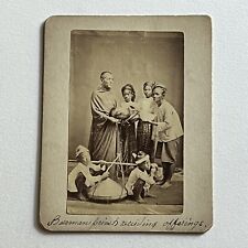 Antique Cabinet Card Photograph Burmese Buddhist Priest Receiving Offering picture