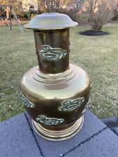 1970s Mid-Century Modern Frederick Cooper Large Brass Asian Cloud Motif vase picture