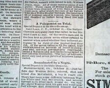 Polygamist RUDGER CLAWSON Mormons Mormonism LDS Church Trial 1884 old Newspaper picture