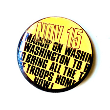March Washington Nov 1969 Anti War Viet Nam War Tin Litho Pin Button Vintage 60s picture