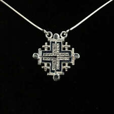 Two-Way Magnetic Jerusalem Cross Necklace (White Gemstones) picture