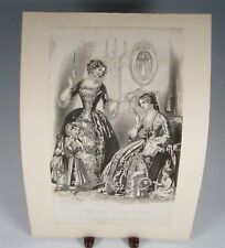 1852 Godey's Ladies Book DOMESTIC SCENE  Fashion Plate  by J.  Pease Lithograph picture