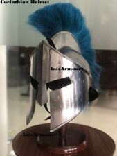 Greek Spartan Helmet Blue Plume fully Wearable Costume King Leonida 300 Movie picture