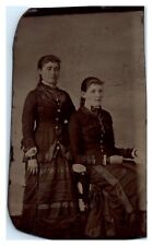 Victorian Ladies Full Body Antique Photo Holding Mirror? Gowns Tintype A6 picture
