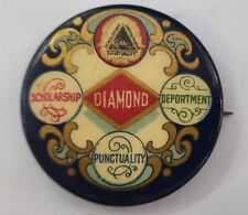 Rare 1902 Triangle Scholarship Diamond Deportment Punctuality Pin picture