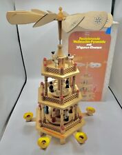 Vintage German Weihnachts Pyramide 3-Tier Christmas Nativity Spinning Carousel picture