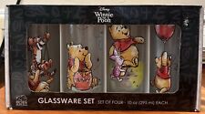 Winnie the Pooh 4pc 10 Oz Tumbler Glass Set W Piglet, Tigger, Silver Buffalo picture