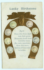 April Lucky Birthstone c1910 Embossed Postcard picture