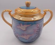 Vintage Lusterware Hand painted Porcelain Lidded Sugar Bowl picture