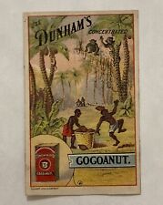 Dunhams Concentrated Cocoanut Victorian Trade Card Tribal Palm Trees Monkey Coco picture
