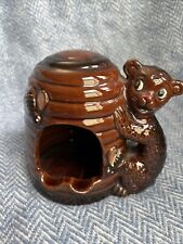 VINTAGE JAPAN ASHTRAY REDWARE POTTERY CLAY BEAR BEEHIVE BEES picture