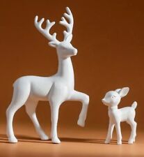 Beautiful Mother Deer With Her Fawn Figurines 2pc Set, White Fairy Tale picture