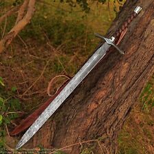 Custom made Damascus Long Rosewood Handle Viking Short Sword Avail Customization picture