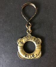 Vtg Lifesaver Keychain NORWEGIAN CARIBBEAN CRUISE LINES Key Ring Brass Fob OSLO picture