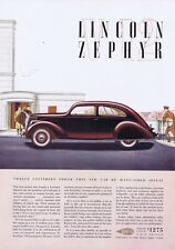 1936 Original LINCOLN ZEPHYR SEDAN Ad Classic Cars, Vintage Automobiles, Detroit picture
