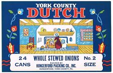 ORIGINAL RARE CAN CASE CRATE LABEL C1940S YORK COUNTY DUTCH HUNGERFORD HEARTH picture