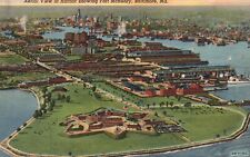 Postcard MD Baltimore Harbor & Fort McHenry Aerial View Linen Vintage PC J9565 picture