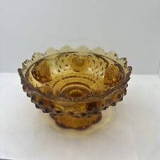 Vintage Fenton Amber Hobnail Glass Pedestal Centerpiece Bowl 6 Candle Holder MCM picture