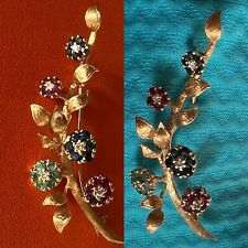 10g 14k Gold 2.5ct Diamonds 7ct Sapphire 7ct Rubies 4ct Emerald Moveable Brooch picture