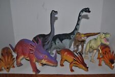 Vintage Dinosaur Lot of 8 Brachiousaurus T-Rex Triceratops Toy Figures picture