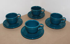 8 Piece Vintage Fiestaware Juniper Green 4 Teacups & 4 Saucer Homer Laughlin USA picture