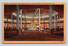Interior Round Chapel Dedicated Our Lady Martyrs Auriesville NY Linen Postcard picture