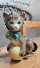 Large Vintage Royal Copley Porcelain Kitten with Yellow Ball Of Yarn Kitty Cat  picture