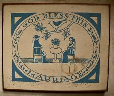 Vintage Habersham Plantation Folk Art God Bless This Marriage Plaque #8055 picture