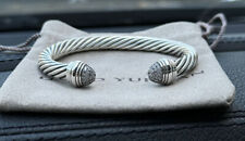 David Yurman 7mm Cable Bracelet & Sterling Silver W/ PAVE DIAMONDS MEDIUM  picture