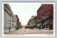 Marquette MI-Michigan, Washington Street, Drugstore, Antique Vintage Postcard picture