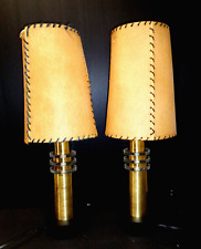 PAIR OF STACKED LUCITE & BRASS MACHINE AGE LAMPS, KEM WEBBER? GILBERT ROHDE? 23