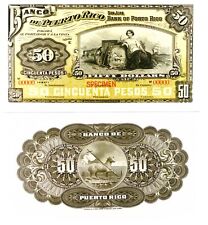 -r Reproduction NOTE Puerto Rico 50 Peso 50 Dollar 1901-04 SPEC Pick #44s  3895R picture