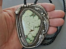 Huge Native American Navajo Damale Turquoise Sterling Silver Bolo Tie 4