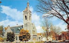 St Johnsbury VT~Main Street Churches~Congregational~Catholic~1950s Cars Jeep picture