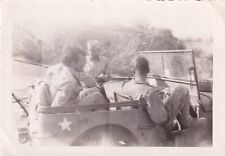 Original WWII Snapshot Photo 3 AMERICAN GI's in US ARMY JEEP 995 picture