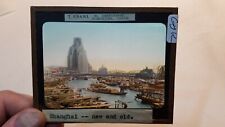 Colored Glass Magic Lantern Slide GYK CHINA CHINESE NEW AND OLD CITY SHANGHAI picture