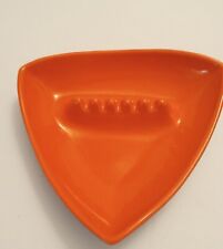 Vintage MCM 7003 USA Ceramic Orange Triangular Ashtray Faux Wood Grain... picture