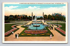 WB Postcard Pittsburgh PA Pennsylvania Highland Park Flower Beds at Entrance picture