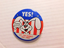 Vintage Yes Let the Rabbit Eat Trix Promo Clip-On Button Pin picture