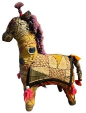 Vintage Rajasthani Embroidered Fabric Horse Made in India Folk Art picture